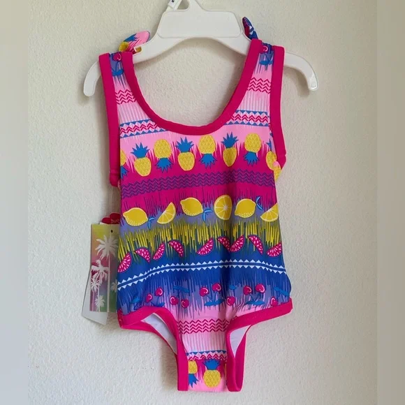 NWT Pink Platinum Fruit Patterned One Piece Swimsuit - Picture 2 of 7